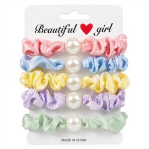 Multi Colour Hair Pony With Pearl 5pcs #TP201