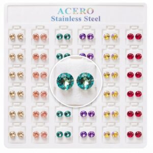 Crystal Stainless Steel Stud Round Design Full Pack #112233