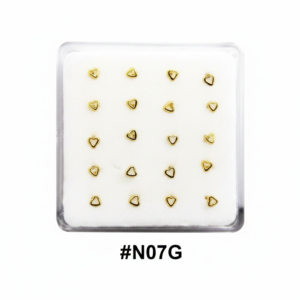 Gold Heart & Triangle Nose Studs #N07G