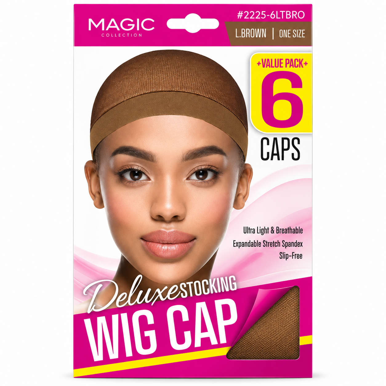 Wig Cap Brown Deluxe Stocking 6-Cap Value Pack #2225-6LTBRO