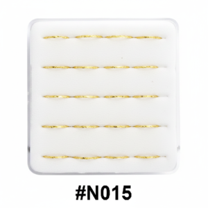 Gold Striped Nose Pins Display Box #N015