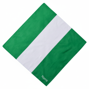 Green and White Striped Square Bandana on White Background