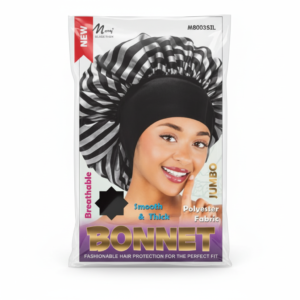 Striped Jumbo Bonnet Black & Silver #M8003SIL