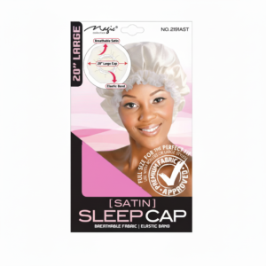 Magic Collection Satin Sleep Cap in White โ Breathable, Fits Most Hair Styles