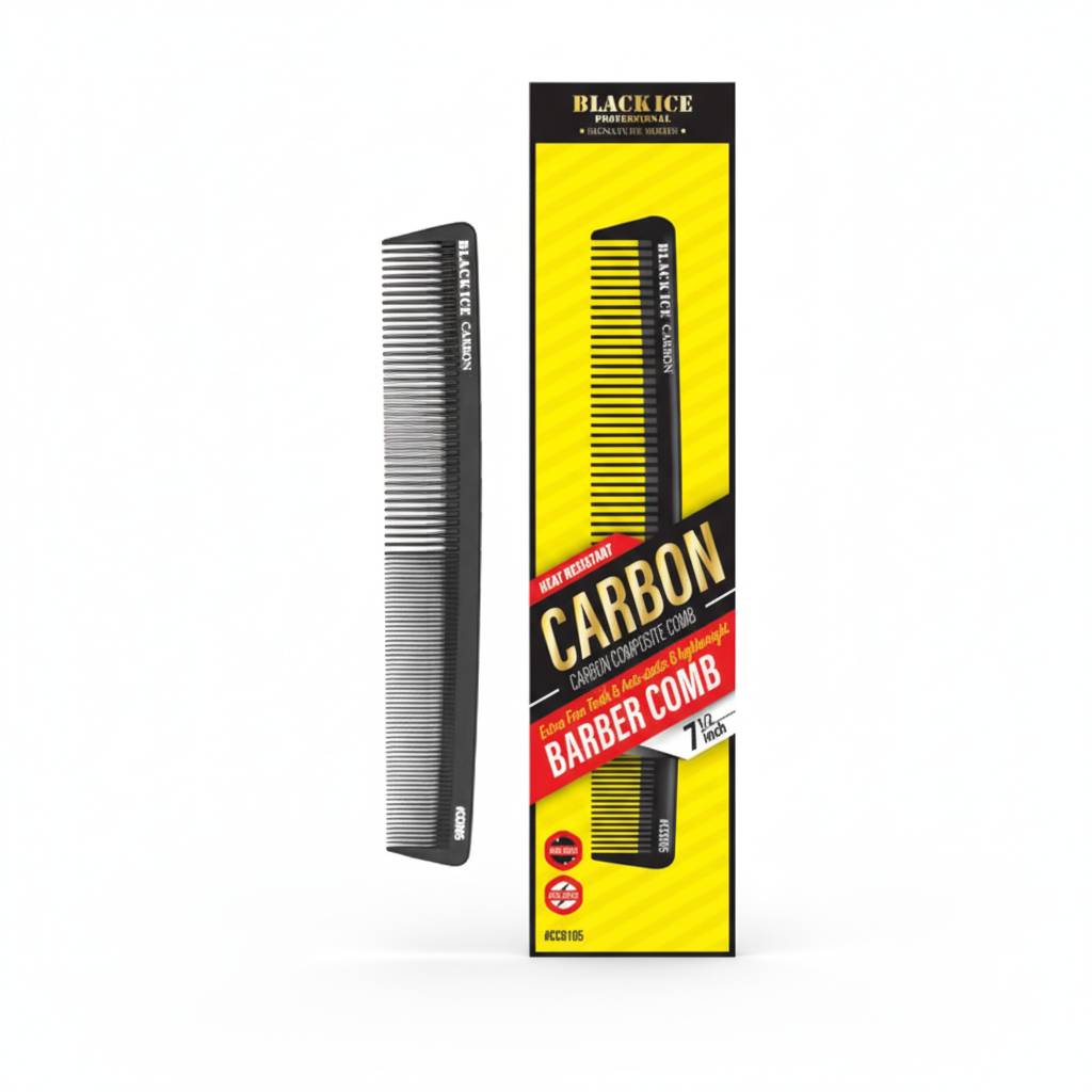 Black Ice Carbon Barber Comb - 7 Inch #CCO105