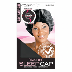 Magic Collection Satin Sleep Cap in Black โ Breathable, Fits Most Hair Styles
