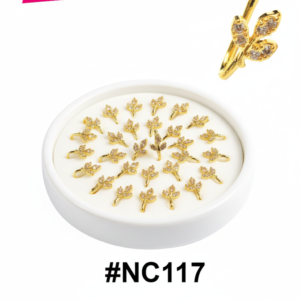 Gold Butterfly Crystal Rhinestone Nose Studs with Hook Full Pack #NC117
