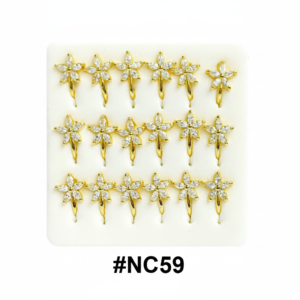 Gold Four-Petal Flower Marquise Crystal Rhinestone Nose #NC59
