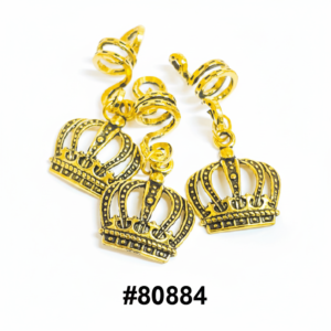 Braid Jewellery Gold Crown Spiral Dread Charms - 36pack #80884