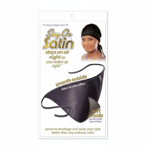 Satin Sleep Cap -Black Smooth Outside Nighttime Hair #678