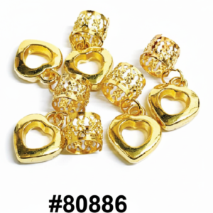 Gold Filigree Dread Beads with Open Heart Charm #80886