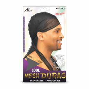 Mesh Durag Black Breathable & Adjustable Full Size #M4714BLK