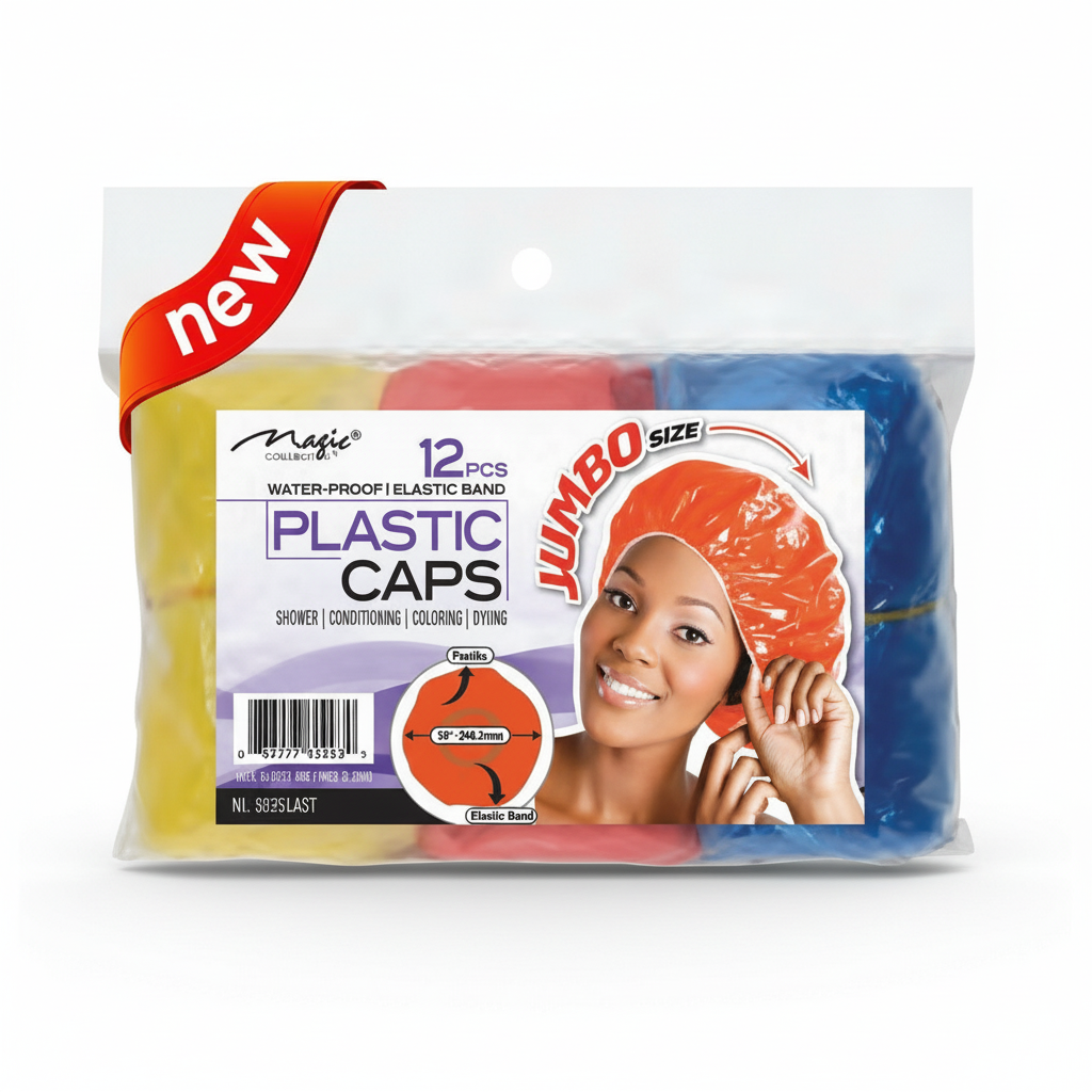 Shower Caps Jumbo Plastic 12 Piece Pack #18051JAST