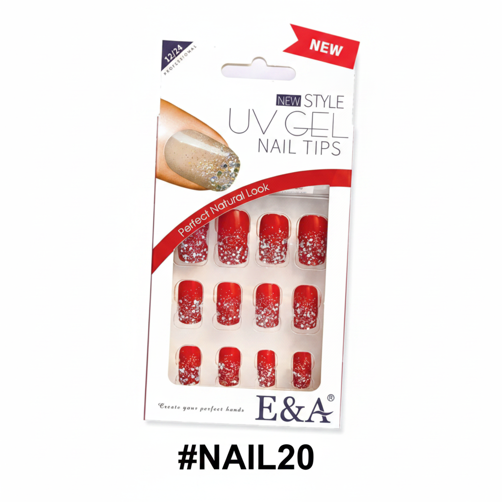 E&A New Style UV Gel Nail Tips - Red 12 nails #NAIL20