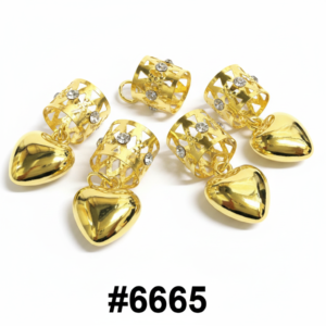 Gold Filigree Dread Beads with Heart Charm #6665