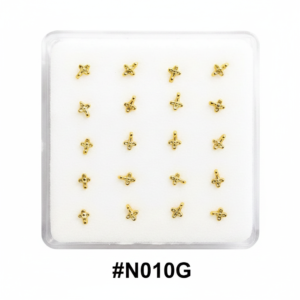 Gold Star & Flower Nose Studs #N010G