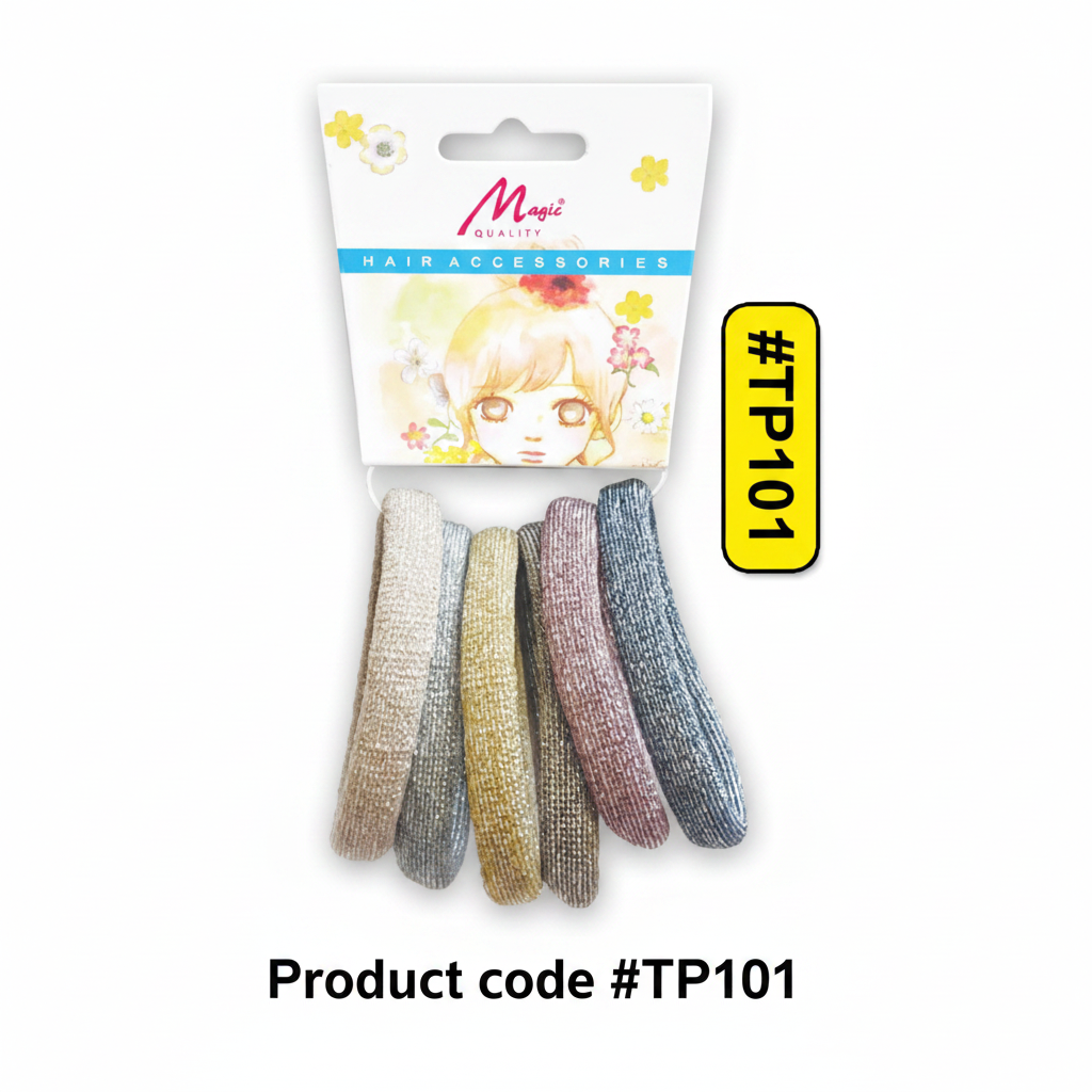 Magic Quality Glitter Hair Ties 6pcs on Card #TP101