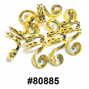 Braid Jewellery Gold Scroll Swirl Dread Charms - 36pk #80885