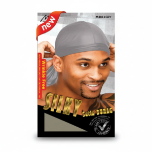Silky Satin Durag Grey Wrinkle-Free Wave Cap #M4811GRY