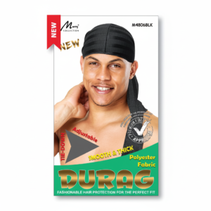 Polyester Durag Black - Adjustable Smooth #M4806BLK