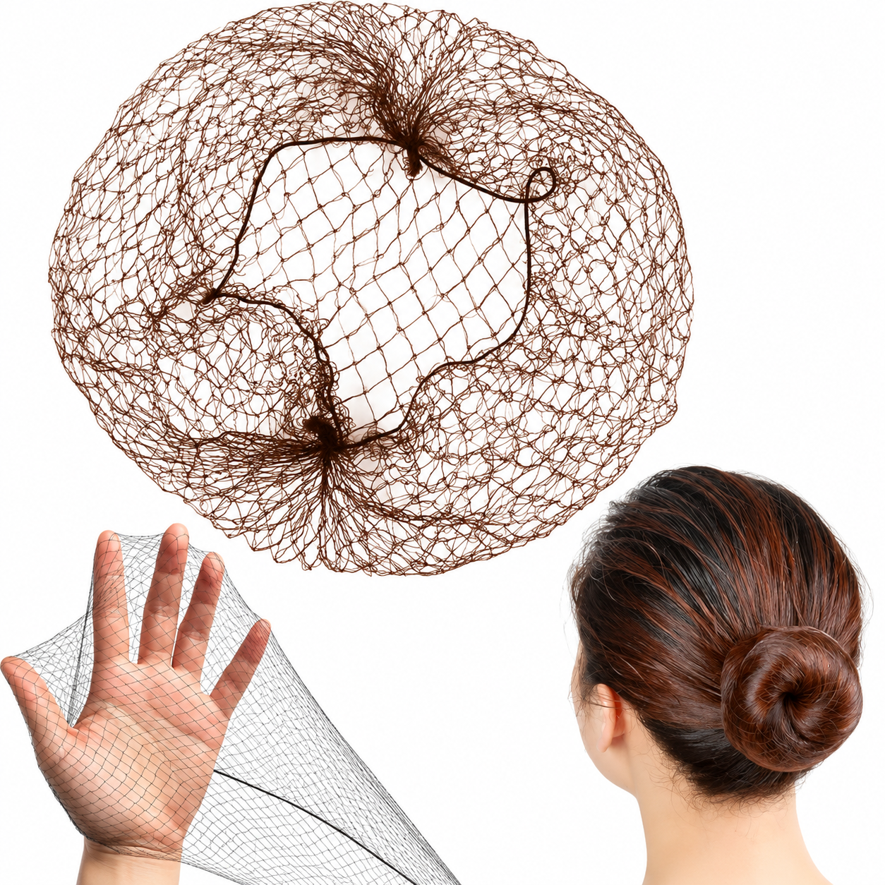 Fine brown hair net for secure and stylish hair styling