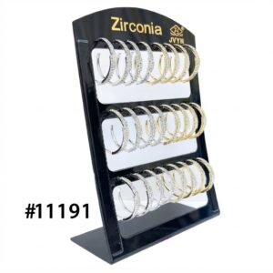 Elegant Fancy Hoop Ear Ring with Zirconia Stones in Silver and Gold Display
