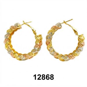 Fancy Gold Pink Silver Round Earrings with Elegant Design