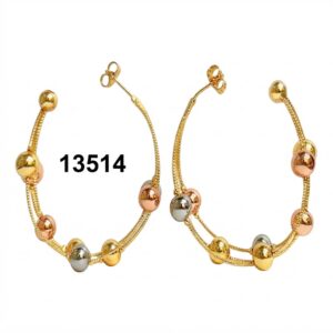 Gold round earrings with fancy ball design from Murry Collection