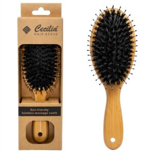 Eco Friendly Bamboo Message Brush with soft bristles for gentle hair care