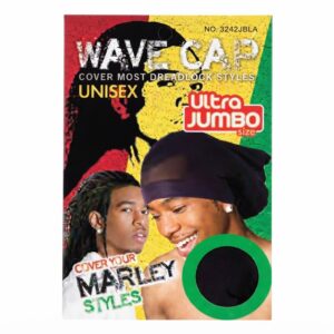 Marley Style Wave Cap Jumbo Black for dreadlock styles
