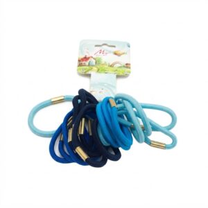 Assorted blue thick elastic bands for hair styling