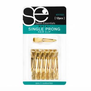 Salon Essentials Single Prong Hair Clips in Gold #3111GOL