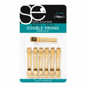 Salon Essentials Double Prong Gold Hair Clips 10pcs #3112GOL