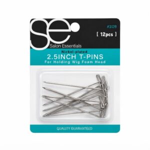 Salon Essentials 2.5 Inch Nickel-Plated T-Pins for Wig Foam Head