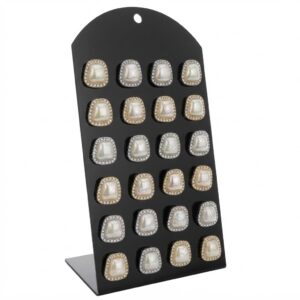 Elegant Square Stud Earrings displayed on a stand