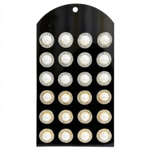 Elegant round earring display featuring white stones for showcasing earrings.