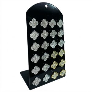 Fancy Earring Petal Design G/S displayed on a stand