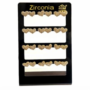 Small heart-shaped stud earrings in a display pack