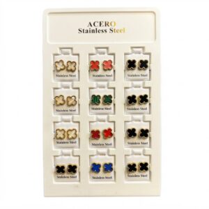 Earring Stainless Steel Clover Design Medium Size displayed in assorted colours
