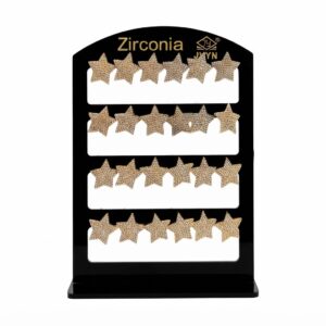 Star shaped zirconia stud earrings display