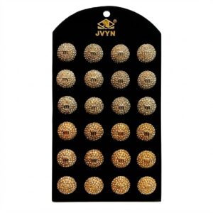 Elegant Earring Button Shaped Studs G/S displayed on a card