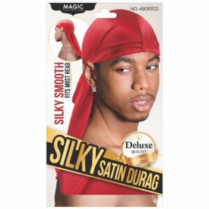 Silky Satin Durag in Red for hair care and styling