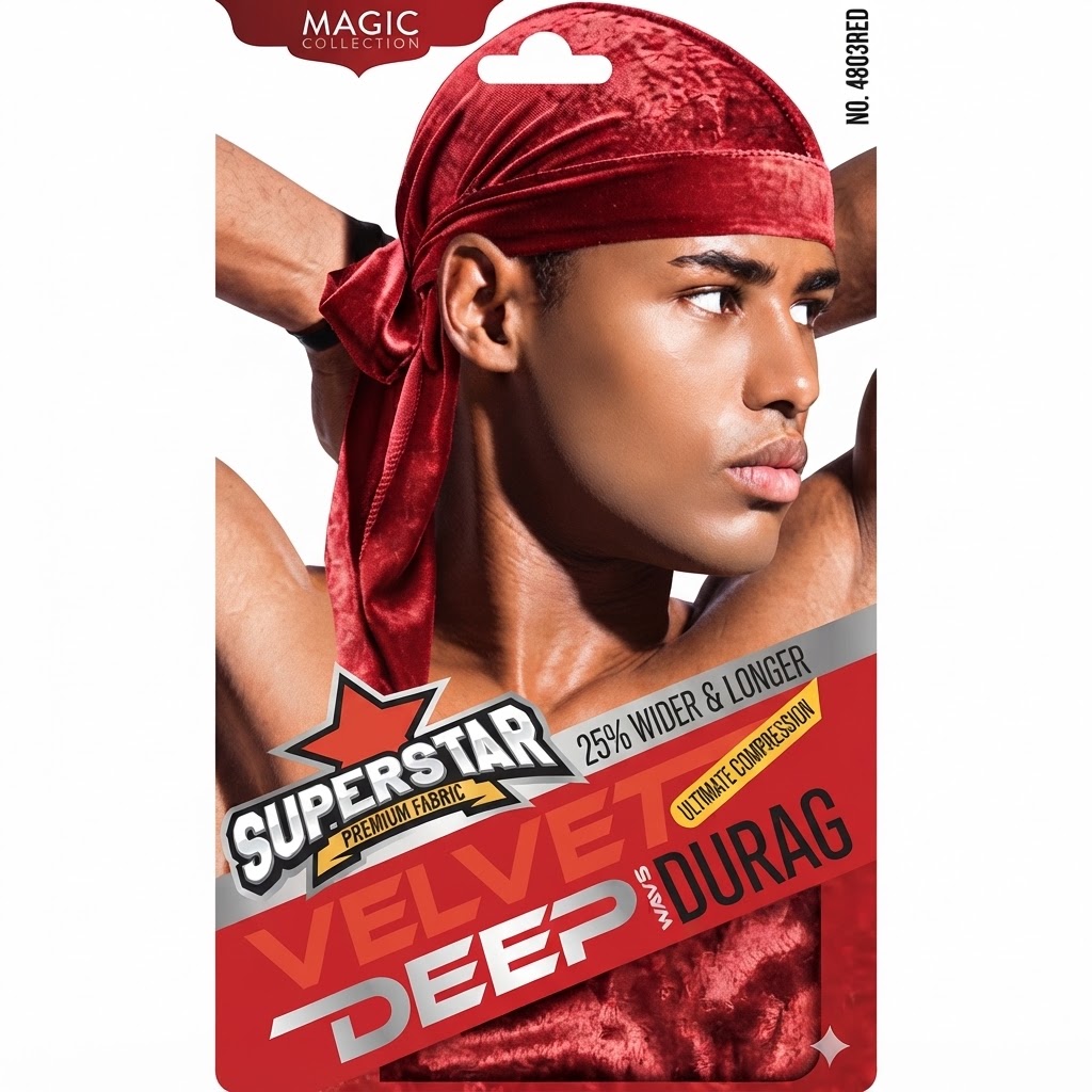 VELVET DURAG RED for ultimate hair protection and style