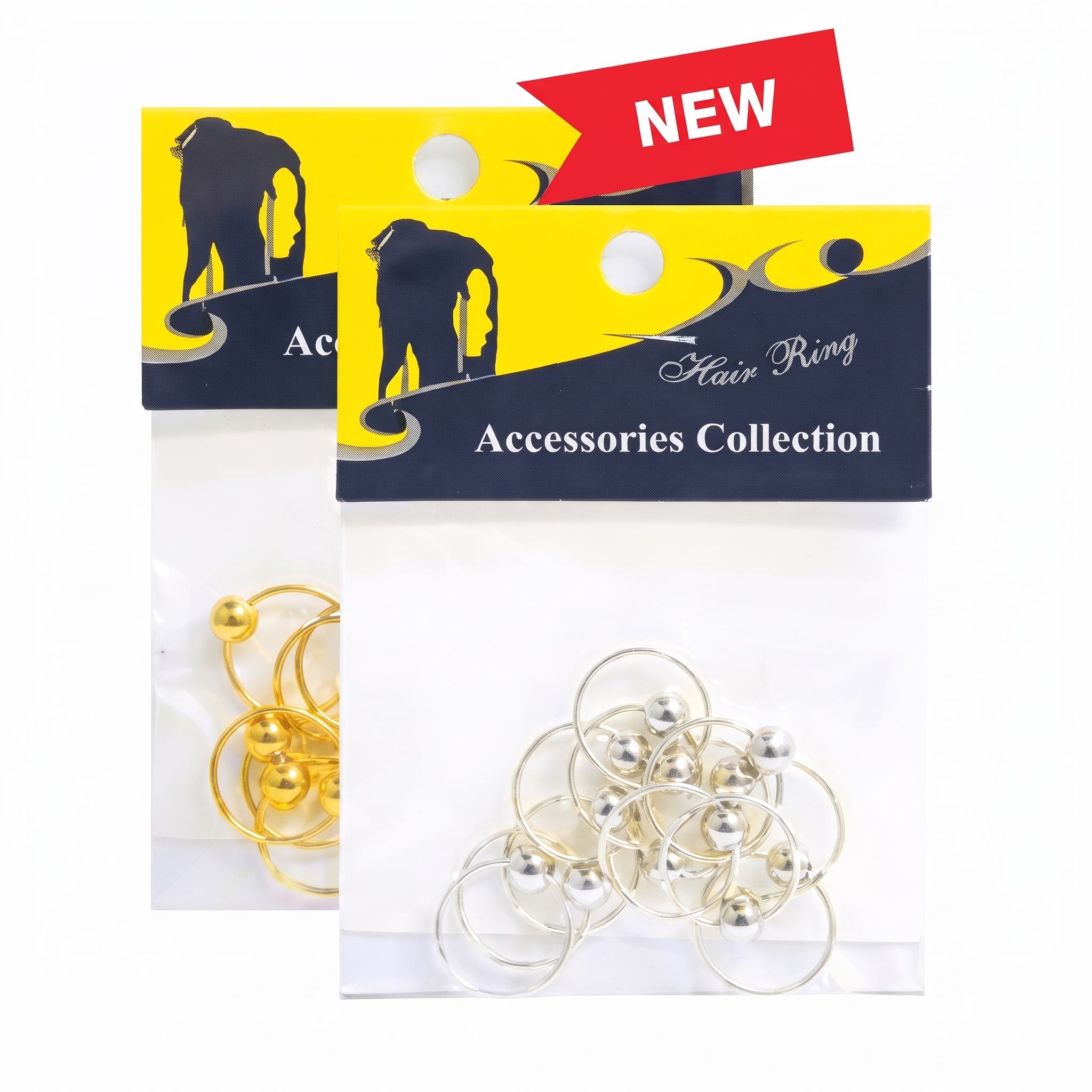 Metal Ring Display in Gold and Silver for hair styling accessories