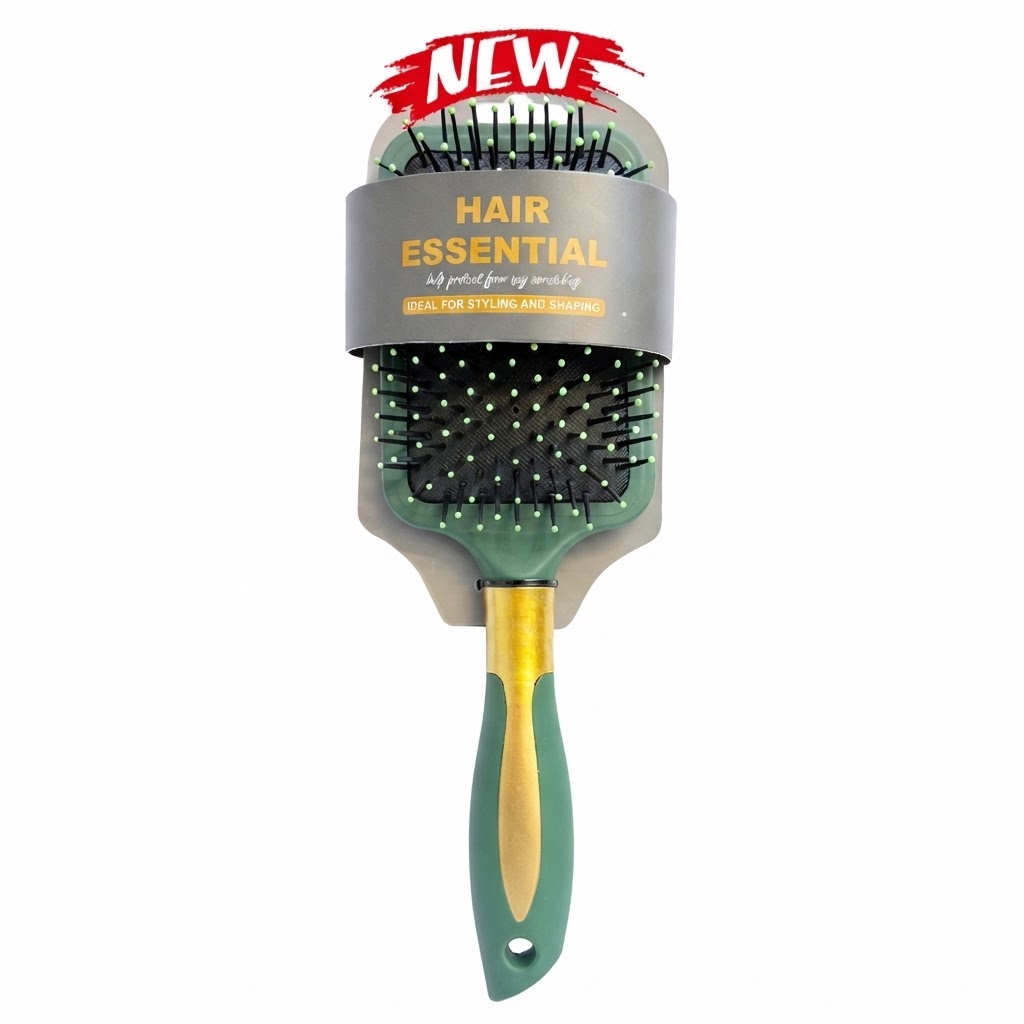 Wide Paddle Brush in Dark Green for effortless hair styling and detangling