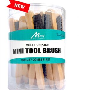 Murry Wooden Mini Tool Brush Jar containing 24 mini brushes for hair styling
