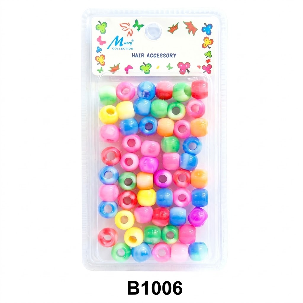 Colourful round hair beads in a mix of fade colours for styling hair.