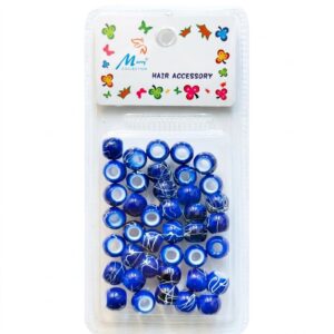 Glossy Blue Marble Effect Hair Beads for stylish hair accessories