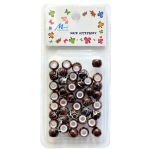 Hair Beads Marble Effect Glossy Dark Brown for hair styling