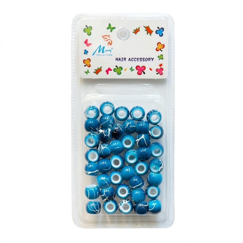 Glossy turquoise marble effect hair beads for stylish hair accessories